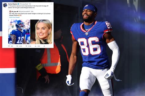 Isaiah hodgins margot robbie The viral tweet reads: “Per TMZ, New York Giants star Isaiah Hodgins is dating A-list actress Margot Robbie